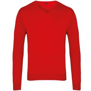Premier Mens V-Neck Knitted Sweater Sweatshirt Workwear Sizes XS-4XL / Red